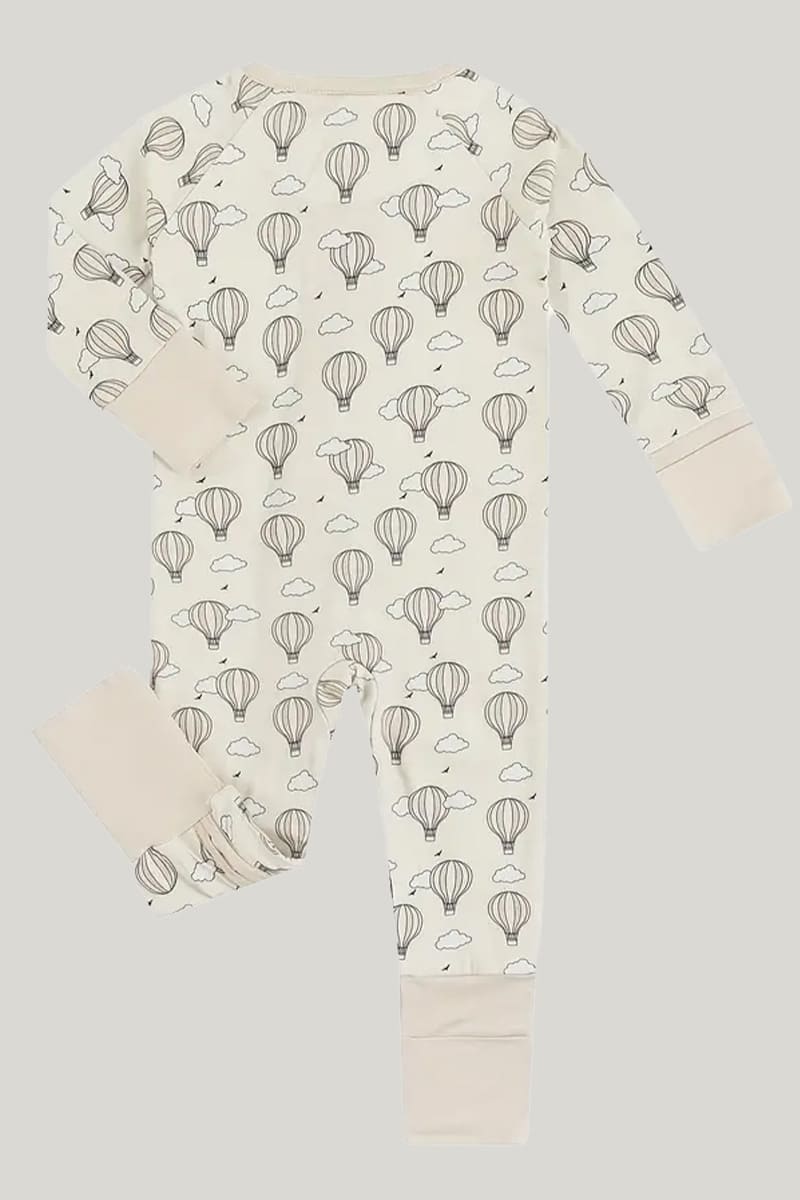 Bamboo Fiber Baby Sleepsuits Soft Skin-Friendly Breathable Hot Air Balloon Pattern Jumpsuit
