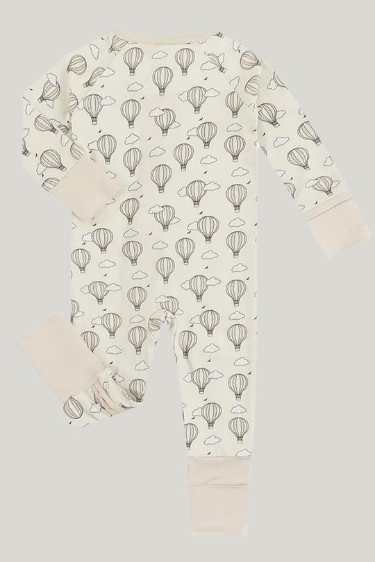 Bamboo Fiber Baby Sleepsuits Soft Skin-Friendly Breathable Hot Air Balloon Pattern Jumpsuit