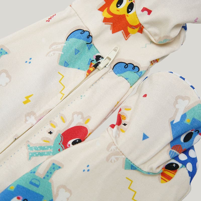 Comfortable And Breathable Baby Knitted Long-Sleeved Long Pants Sleepsuits, Zippered Jumpsuit Feetie-2316340036