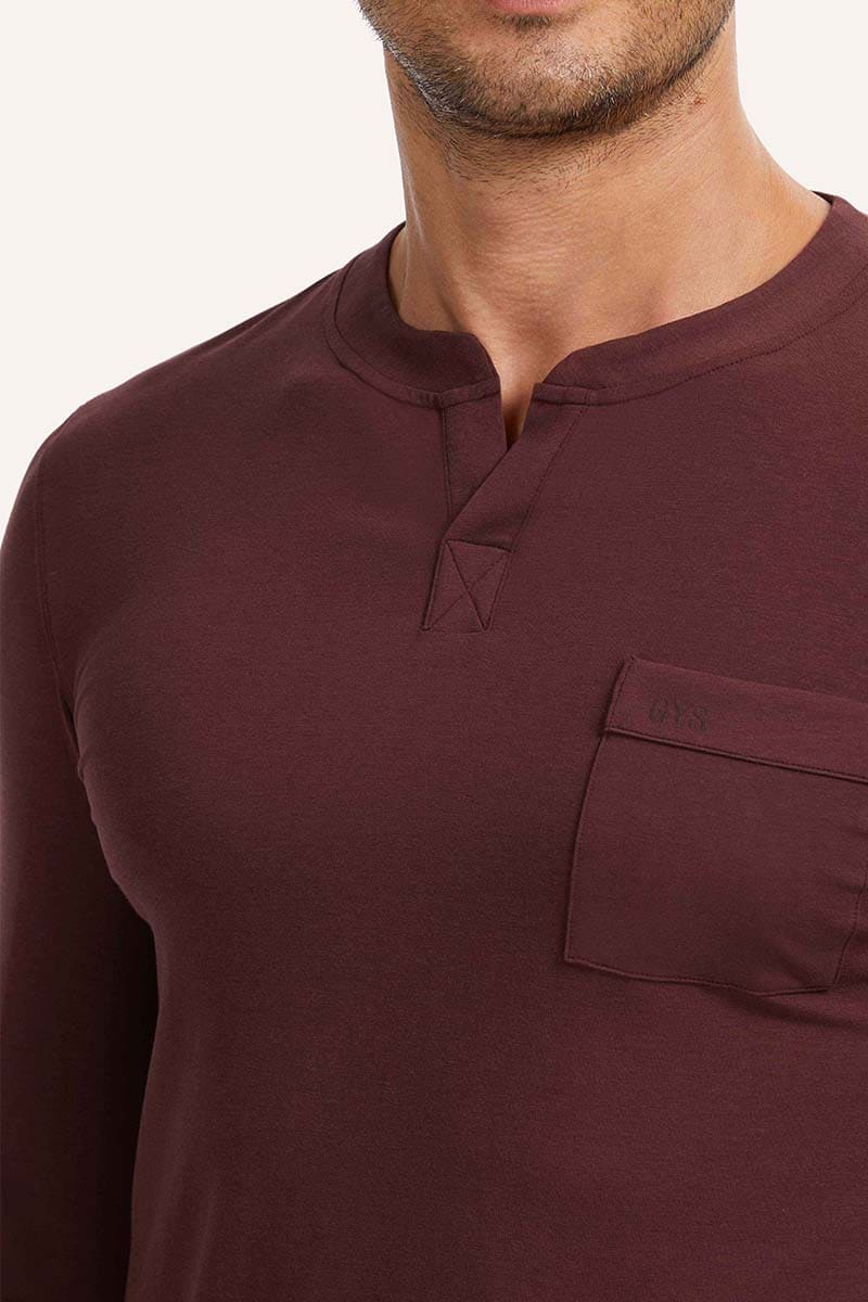 Wholesale Bamboo Cotton Men V-neck Long Pajama Set Factory