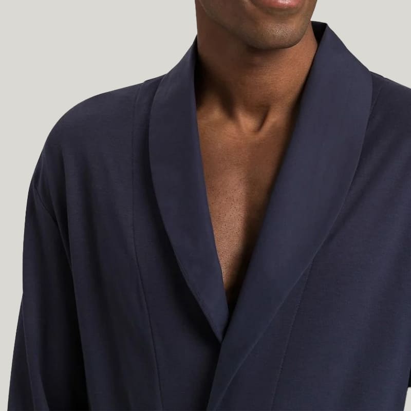 Bamboo Fiber Men'S Robe With Pockets And Shawl Collar