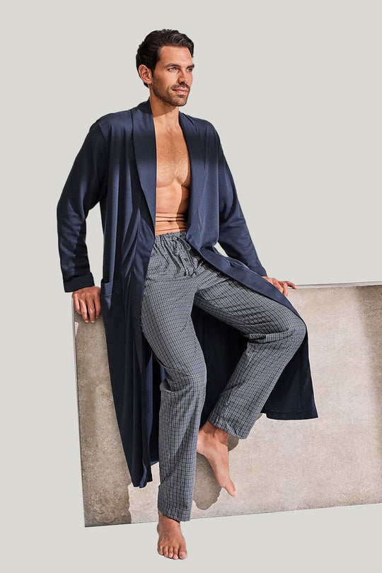 Bamboo Fiber Men'S Robe With Pockets And Shawl Collar