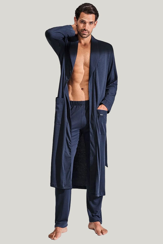 Bamboo Fiber Men'S Robe With Pockets And Shawl Collar