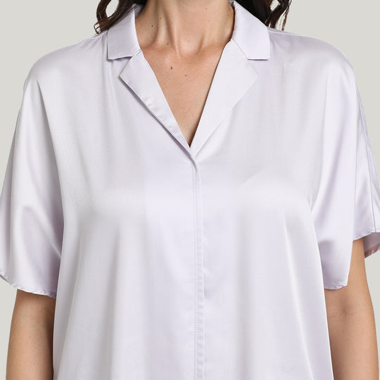 Bamboo Fiber Women’s Knit Short-sleeve Long Tops Pajamas Set-2311290095