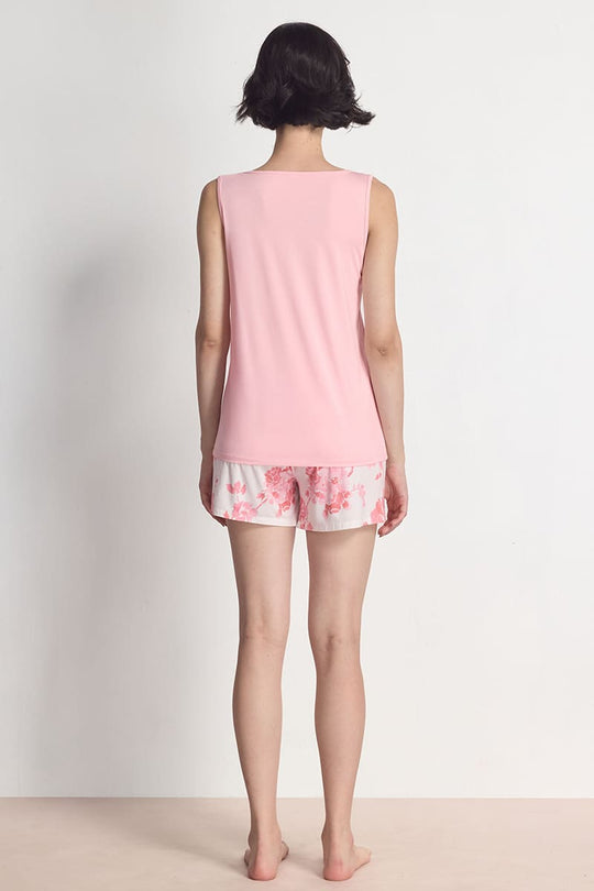 Private Label Bamboo Lace-Trim V-Neck Lounge Tank & Shorts Set Factory