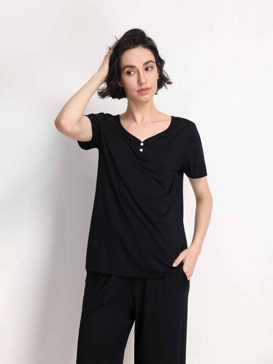 Custom Premium™ Bamboo Lace V-Neck Capri Set Manufacturer