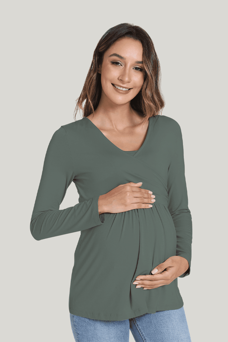 Bamboo Long Sleeve Maternity Tops Manufacturer-2416340138