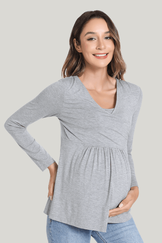 Bamboo Long Sleeve Maternity Tops Manufacturer-2416340138