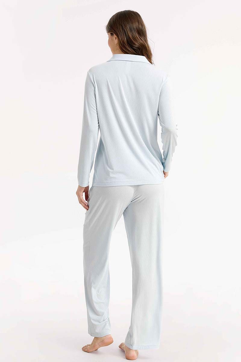 CustomIized Bamboo Ribbed Collared Pajamas Set Factory
