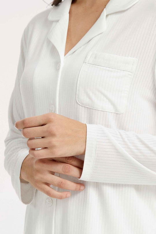 Private Label Bamboo Ribbed Collared Pajamas Set Factory