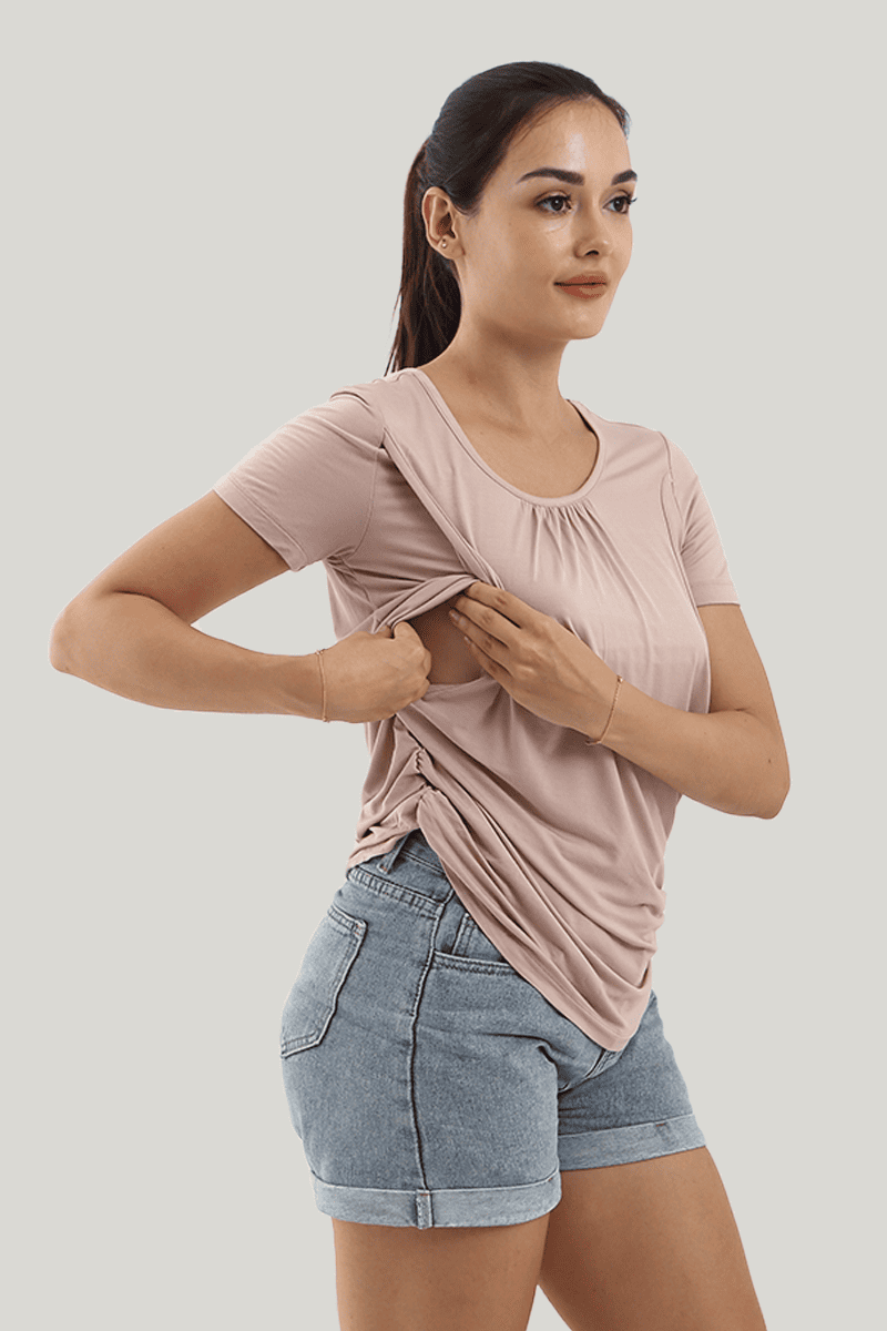 Bamboo Short Sleeve Nursing Tops Manufacturer-2416340137