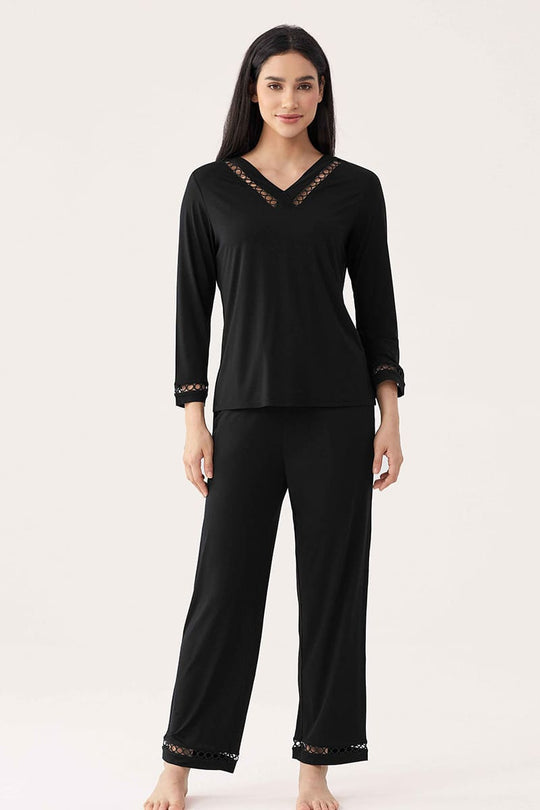 CustomIized Bamboo Soft Touch  Hollow-out Sleepwear Set Factory