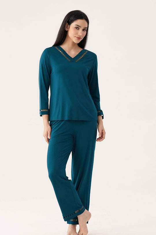 Private Label Bamboo Soft Touch  Hollow-out Sleepwear Set Manufacturer