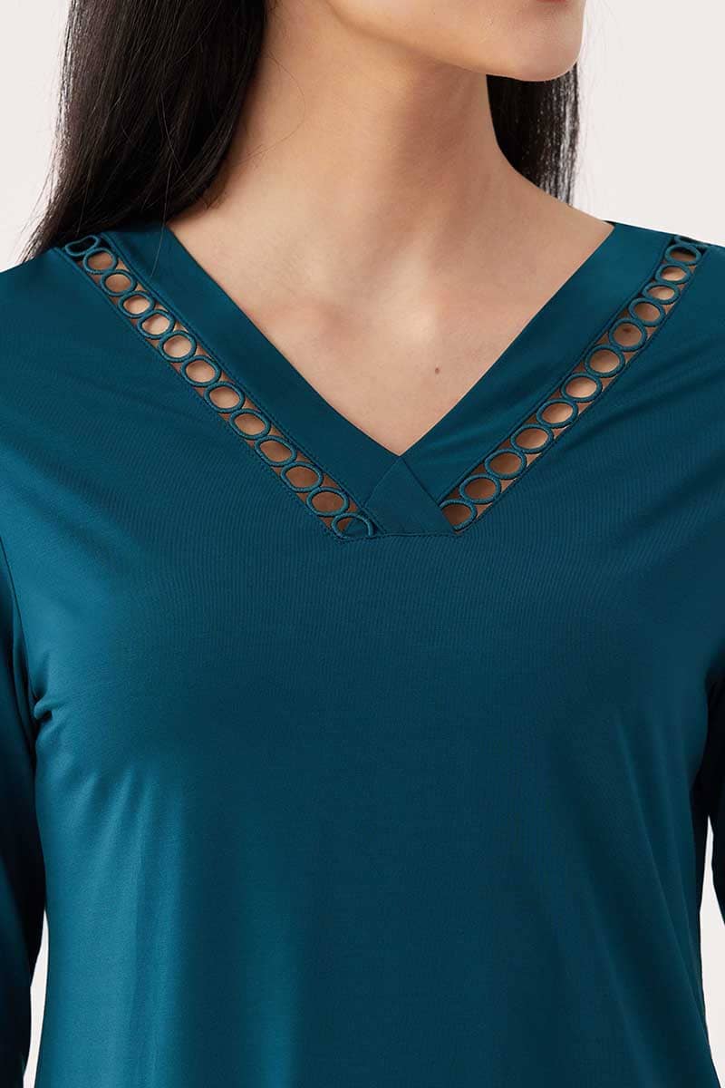 Private Label Bamboo Soft Touch  Hollow-out Sleepwear Set Manufacturer