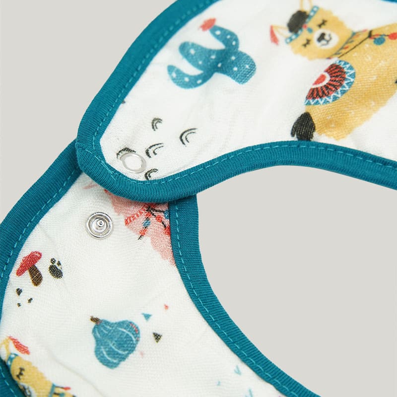 Double-Layer Newborn Woven Trim Bib, Natural Bamboo Viscose Muslin Infant Bib-2311820228-2