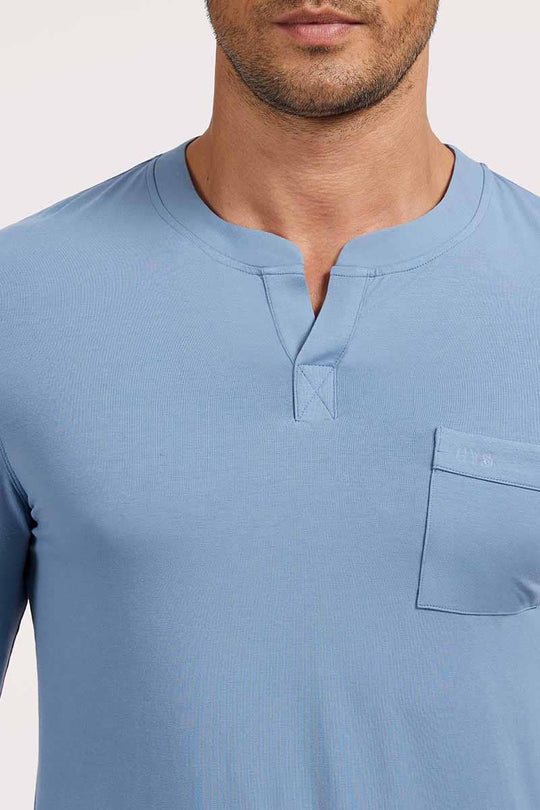 CustomIized Bamboo Cotton Men V-neck Long Pajama Set Factory