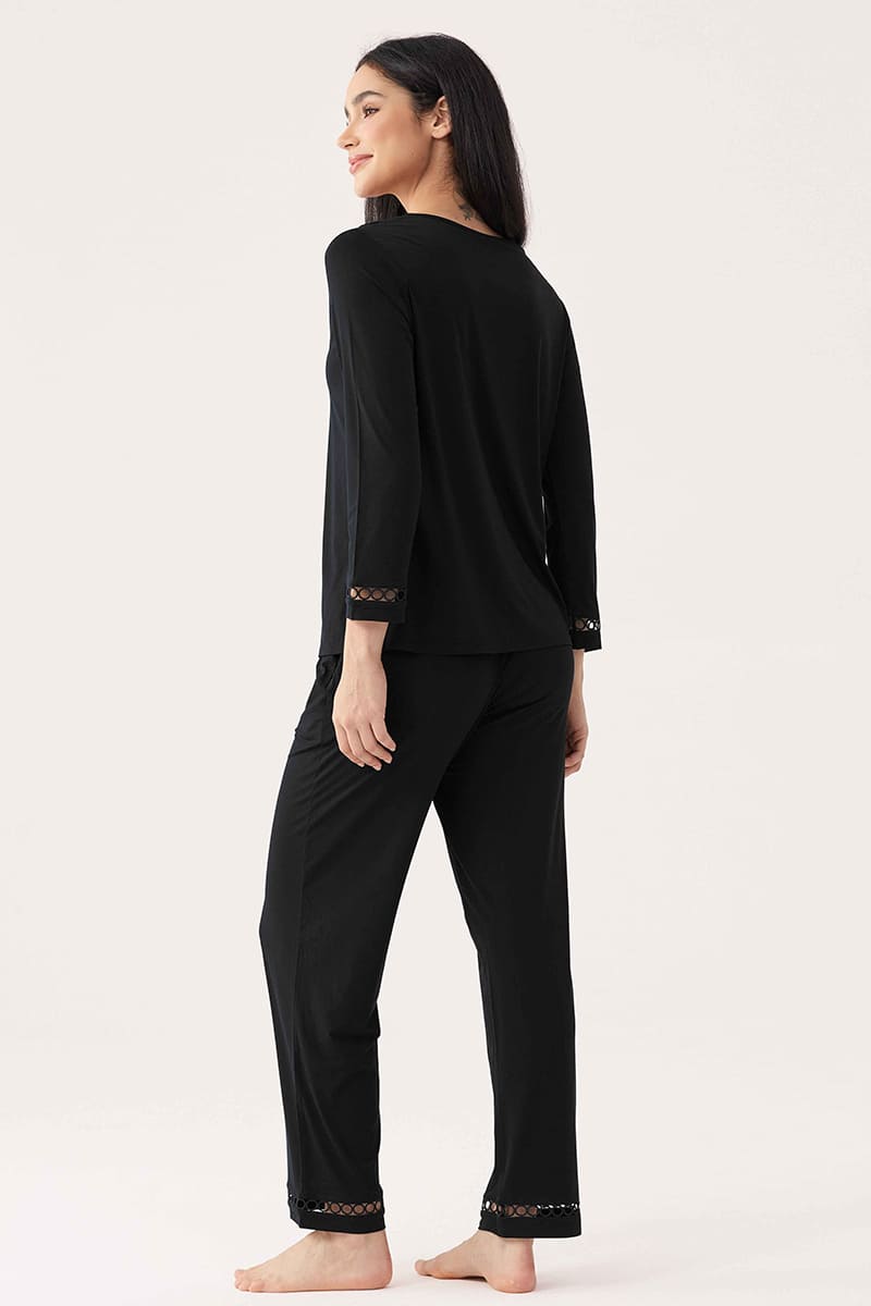 CustomIized Bamboo Soft Touch  Hollow-out Sleepwear Set Factory