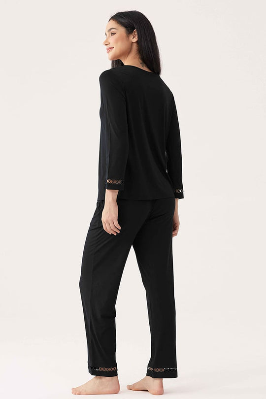 CustomIized Bamboo Soft Touch  Hollow-out Sleepwear Set Factory