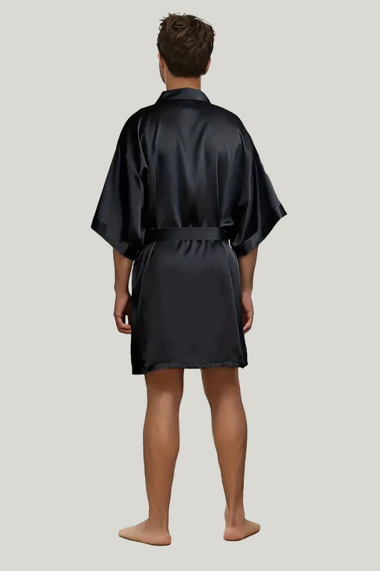 Comfortable Half-Sleeved Men'S Robe, Classic SleepwearWith Tie Waist
