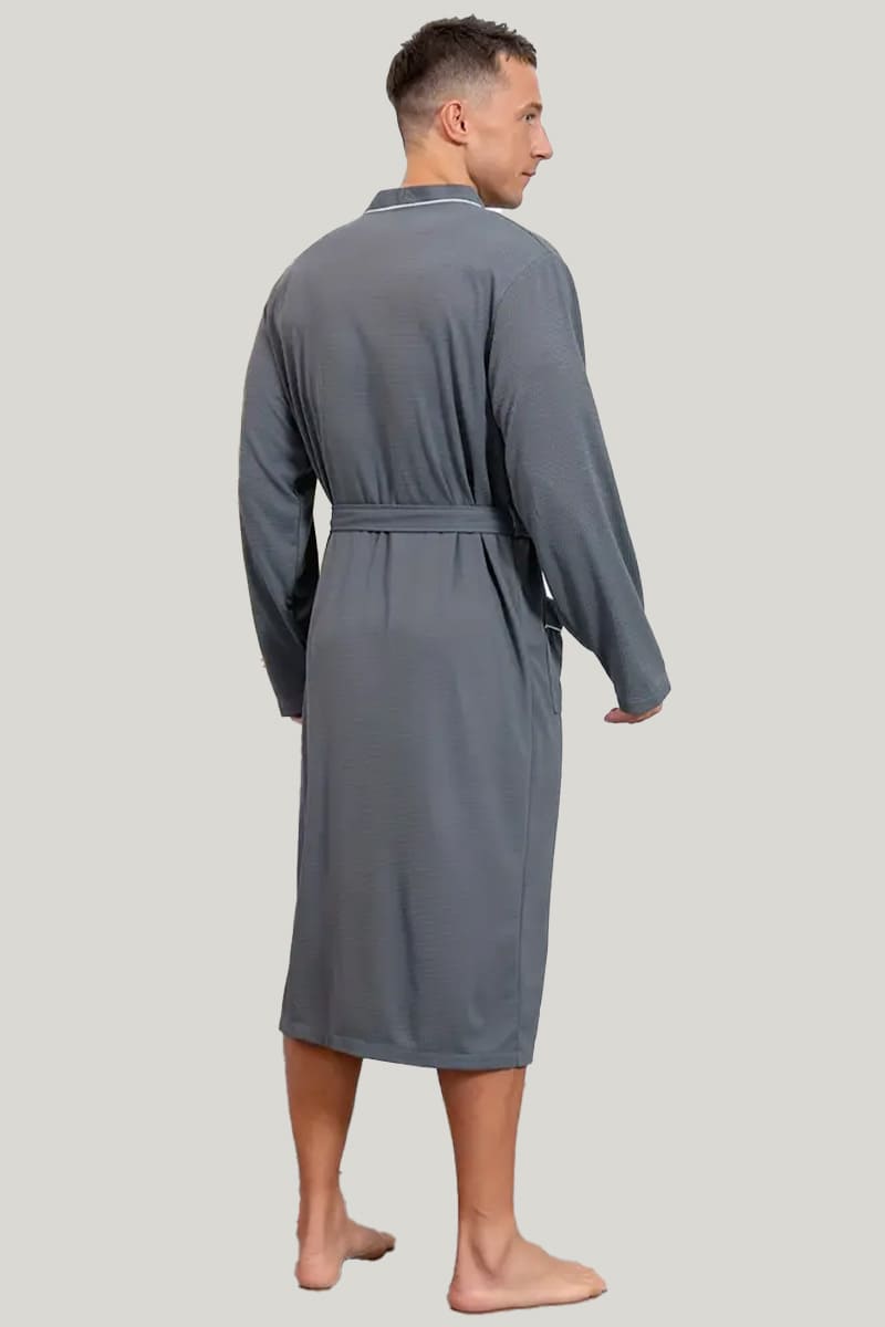 Simple Soft And Comfortable Modal Collarless Robe, Solid Lace Up Robe With Pockets