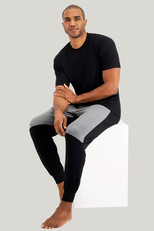 Black Round Neck Short Sleeved Bamboo Fiber Tops