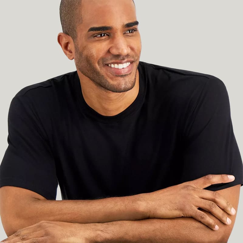 Black Round Neck Short Sleeved Bamboo Fiber Tops