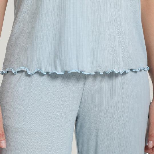 Comfortable And Breathable Women’s Knit Short-sleeve Long Pants Pajamas Set-2315980025