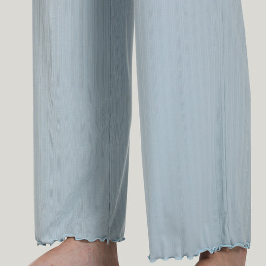 Comfortable And Breathable Women’s Knit Short-sleeve Long Pants Pajamas Set-2315980025