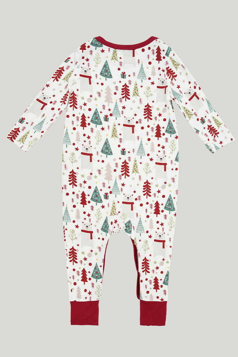 Christmas-themed Buckle Baby Knit Long-sleeve Long Pants Knit Bamboo Pajamas-2315980022