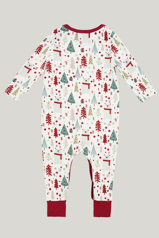 Christmas-themed Buckle Baby Knit Long-sleeve Long Pants Knit Bamboo Pajamas-2315980022