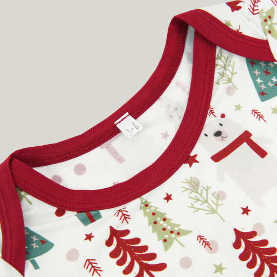 Christmas-themed Buckle Baby Knit Long-sleeve Long Pants Knit Bamboo Pajamas-2315980022