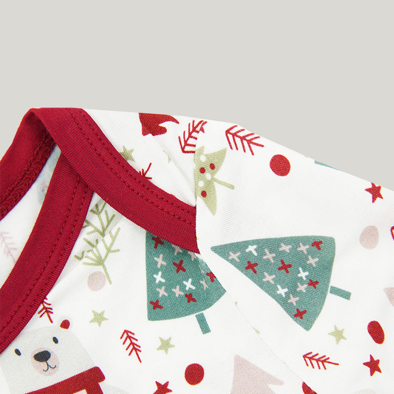 Christmas-themed Buckle Baby Knit Long-sleeve Long Pants Knit Bamboo Pajamas-2315980022