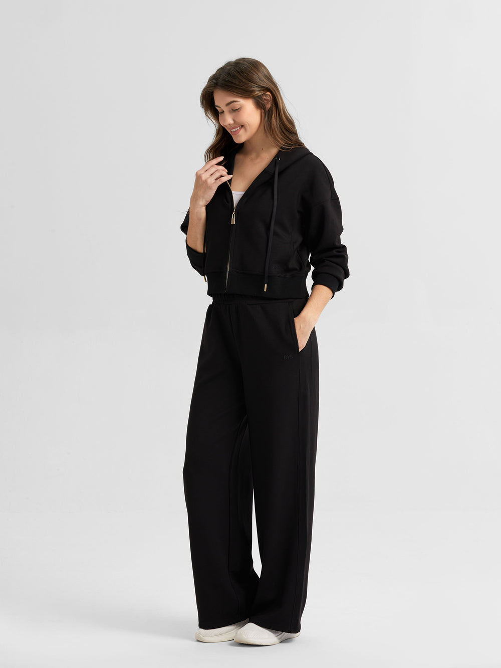 Bulk Women'S Lenzing Modal Cropped Zip-Up Hoodie Manufacturer