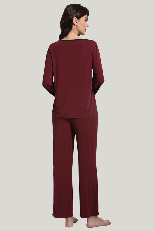 Casual Home Women’s Knit Long-sleeve Long Pants Pajamas Set-2315500092
