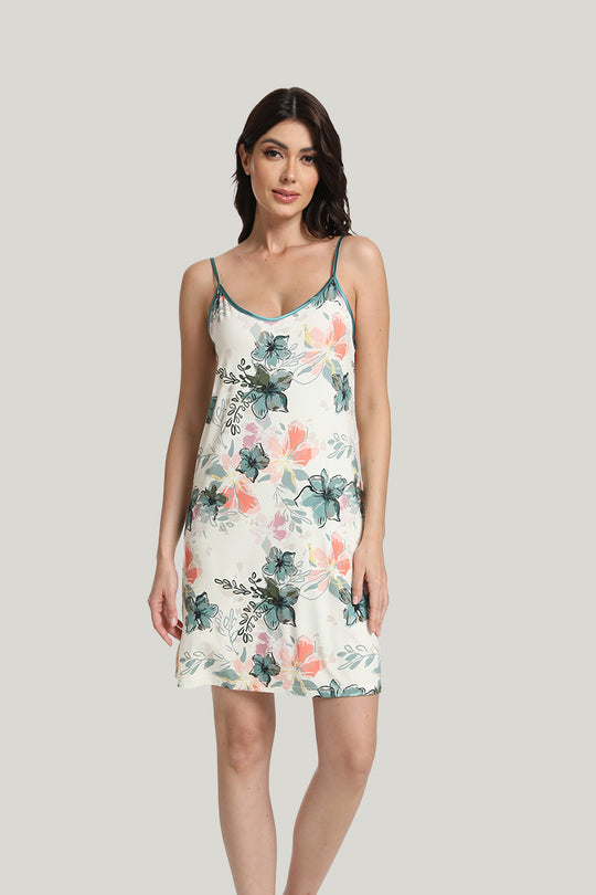 Charming Flower Women’s Knit Robe and Camisole Nightgown-2215500089