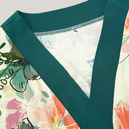 Charming Flower Women’s Knit Robe and Camisole Nightgown-2215500089