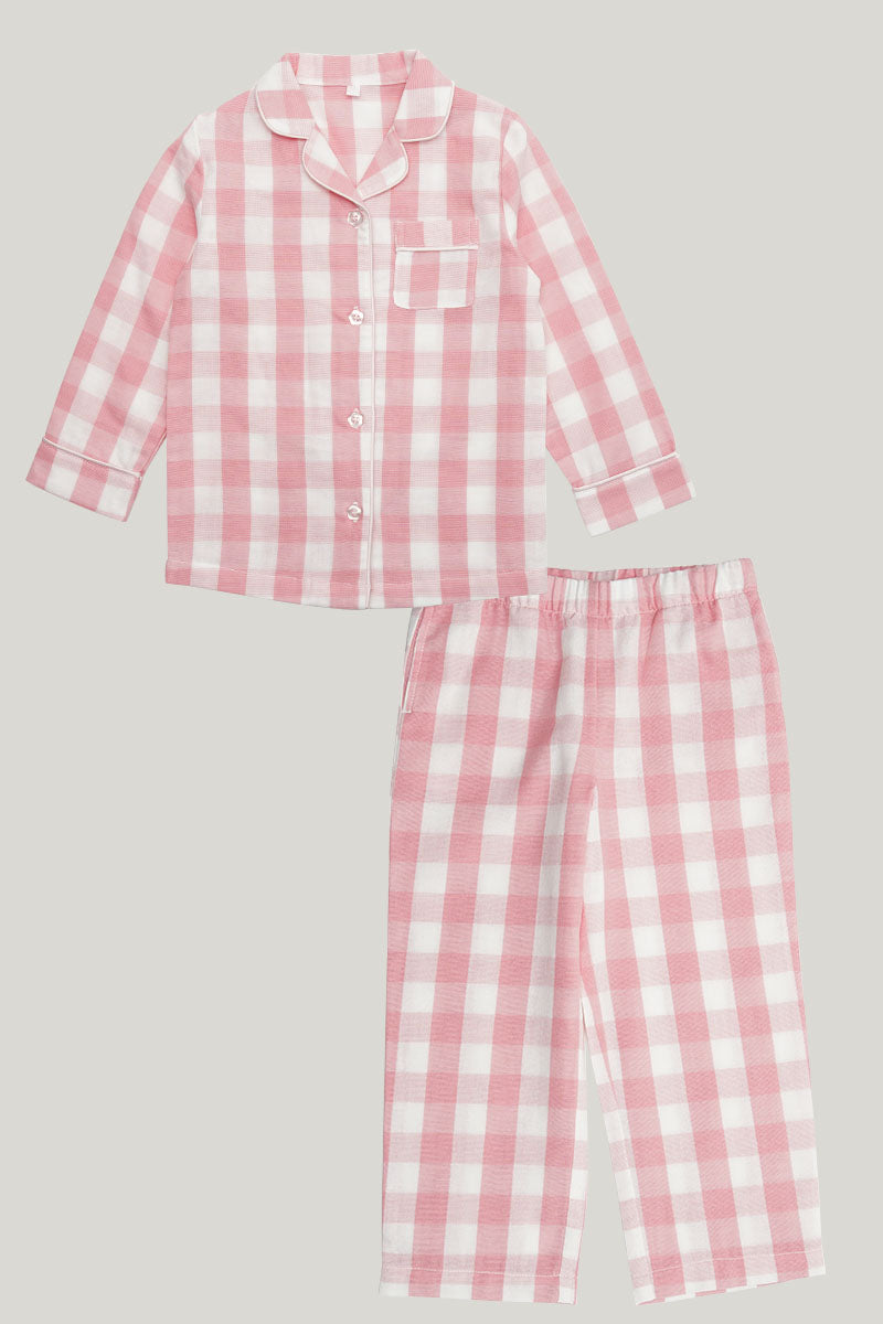 Childrens Cotton Piping Pajamas Set