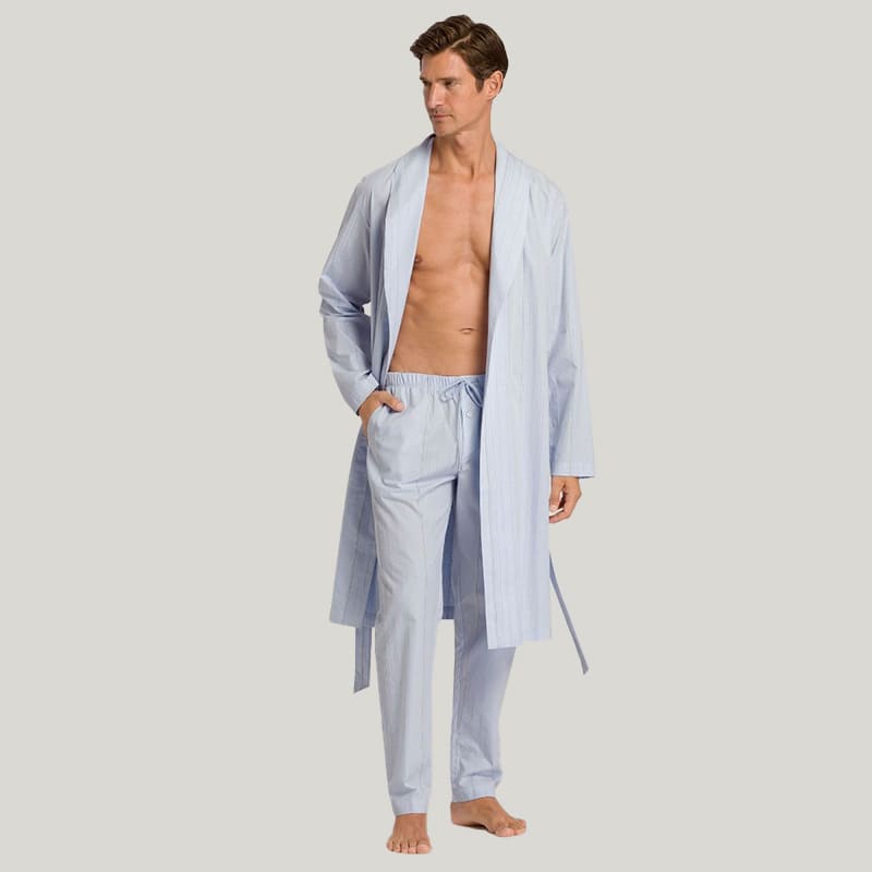 Comfortable And Breathable Men'S Cotton Robe, High Quality Lace Up Sleepwear With Pockets