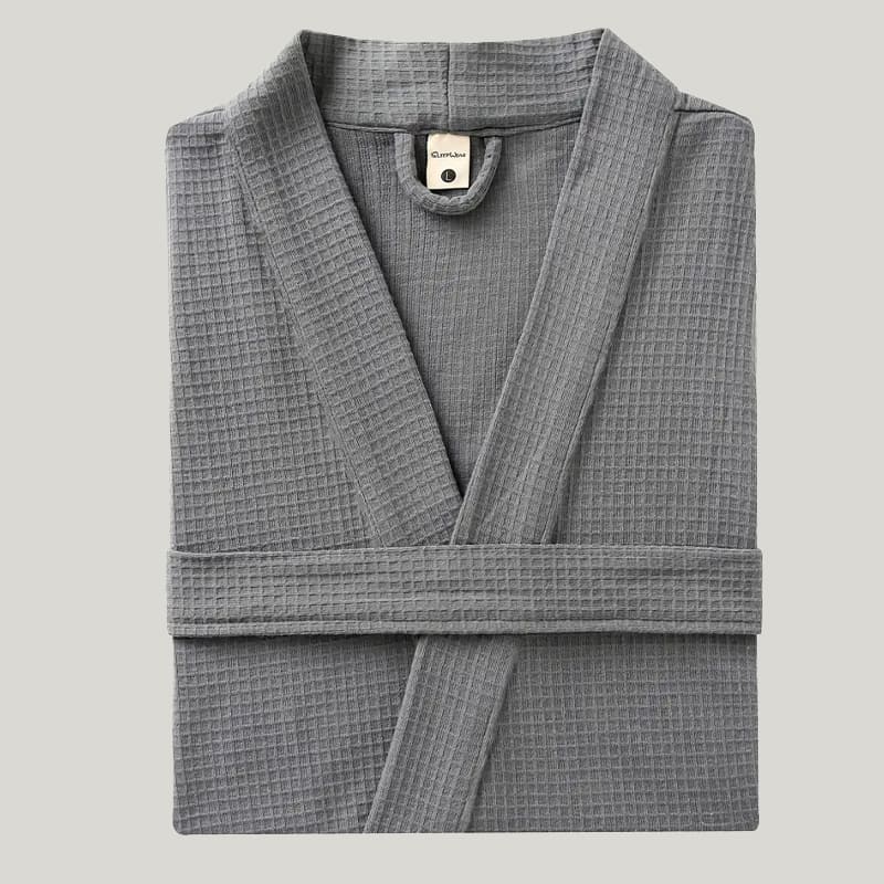 Elegant Men'S Bamboo Fiber Bathrobe, Comfortable And Breathable 3/4 Sleeve Sleepwear With Pockets