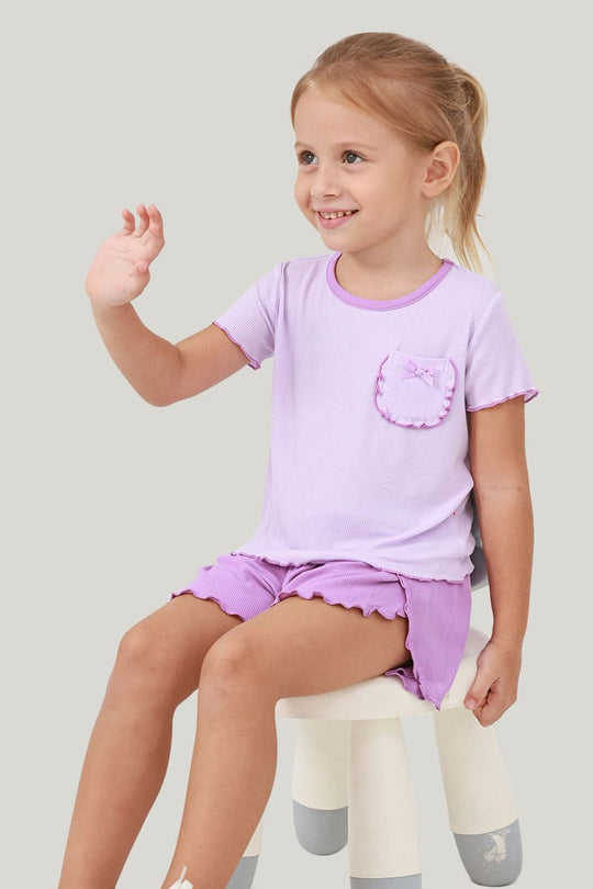 Custom Bamboo Kids Ribbed Short Pyjamas Outfits-2416520345
