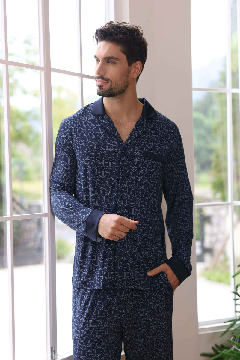 Custom Bamboo Men Long Sleeve Pajama Sets Manufacturer 