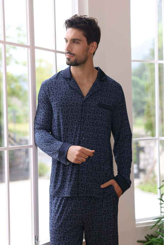 Custom Bamboo Men Long Sleeve Pajama Sets Manufacturer 