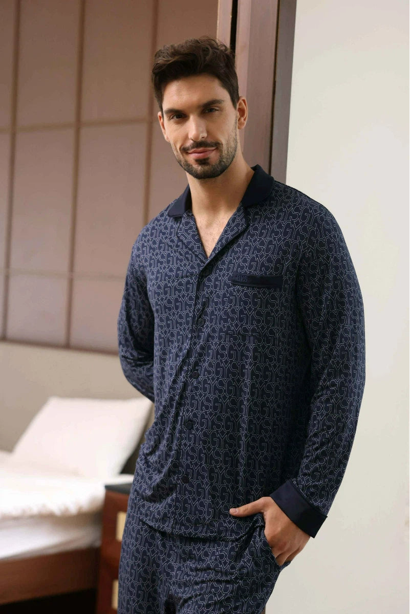 Custom Bamboo Men Long Sleeve Pajama Sets Manufacturer