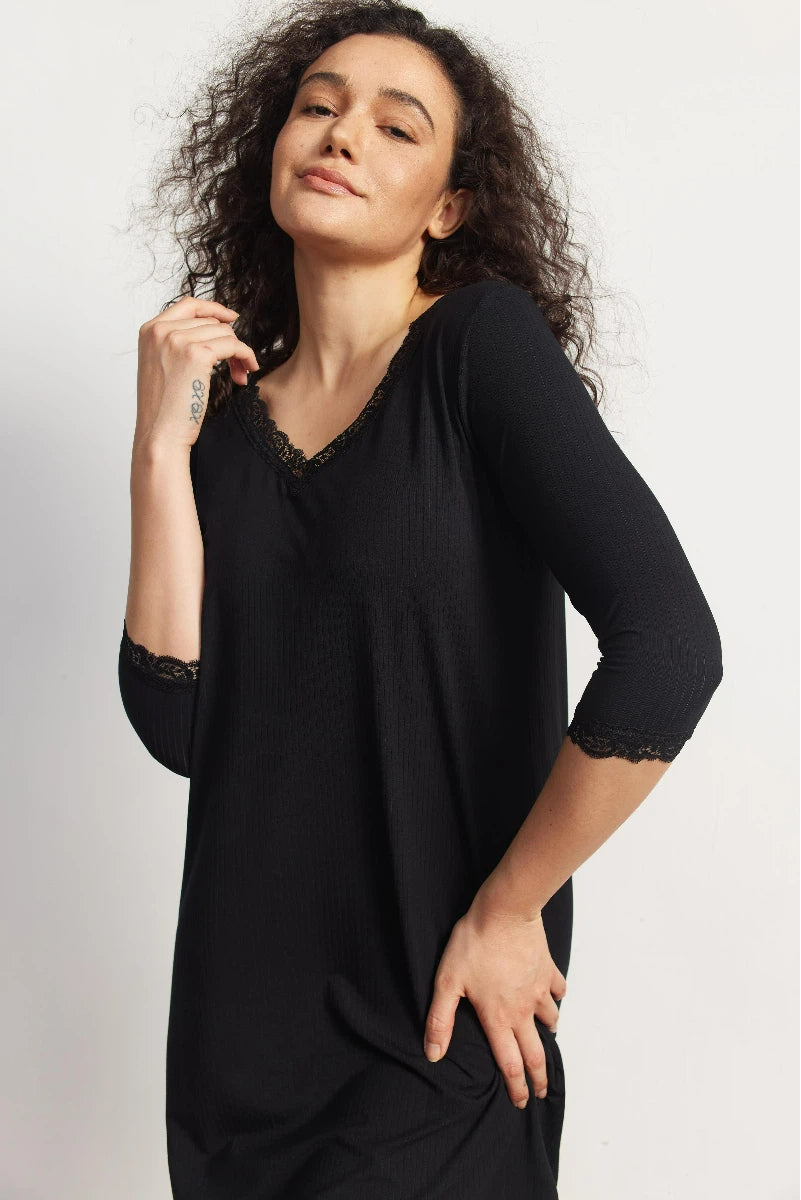 Custom Bamboo Ribbed 3/4 Nightgown Manufacturer