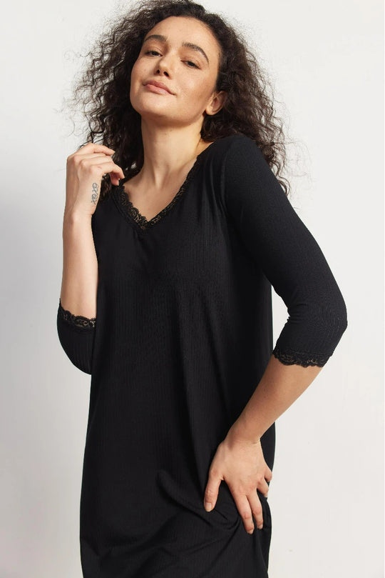 Custom Bamboo Ribbed 3/4 Nightgown Manufacturer