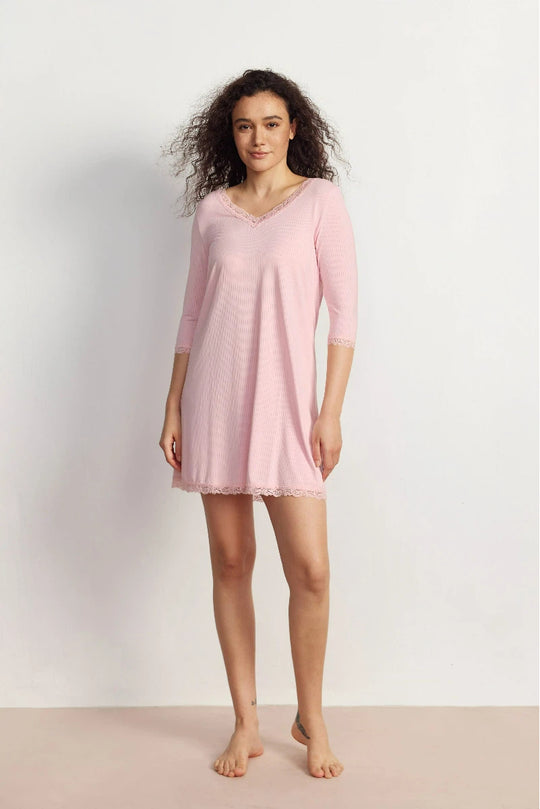 Bulk Bamboo Ribbed 3/4 Nightgown Supplier 