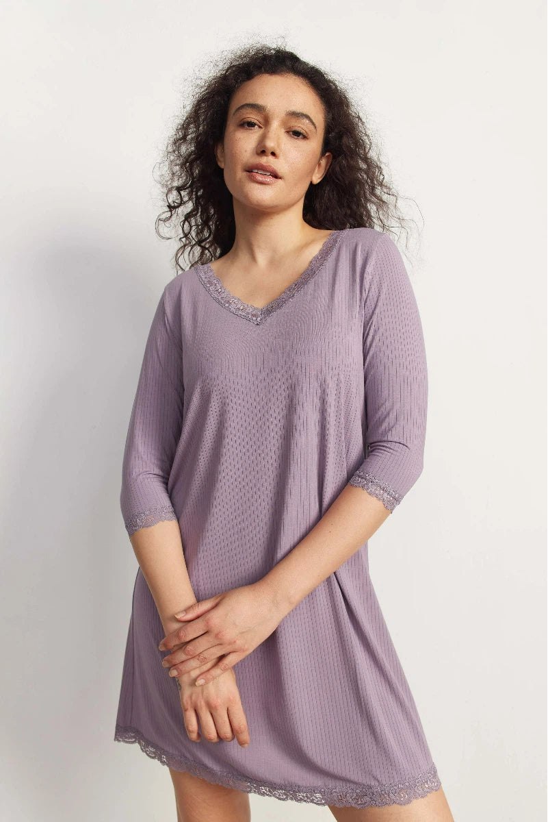 Private Label Bamboo Ribbed 3/4 Nightgown Factory