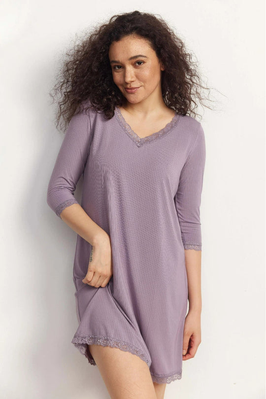 Private Label Bamboo Ribbed 3/4 Nightgown Factory