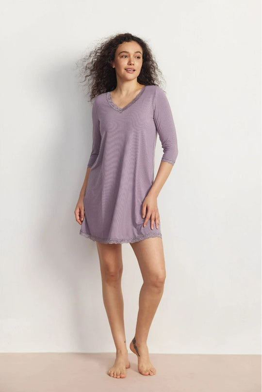 Private Label Bamboo Ribbed 3/4 Nightgown Factory
