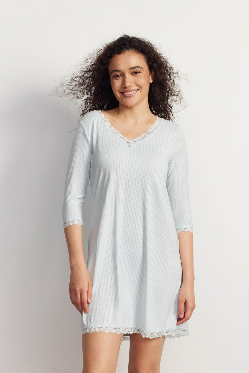 White Label Bamboo Ribbed 3/4 Nightgown Factory 